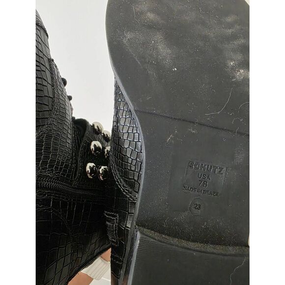 SCHUTZ Marieta Croc Embossed Leather Booties 7B - Picture 9 of 9